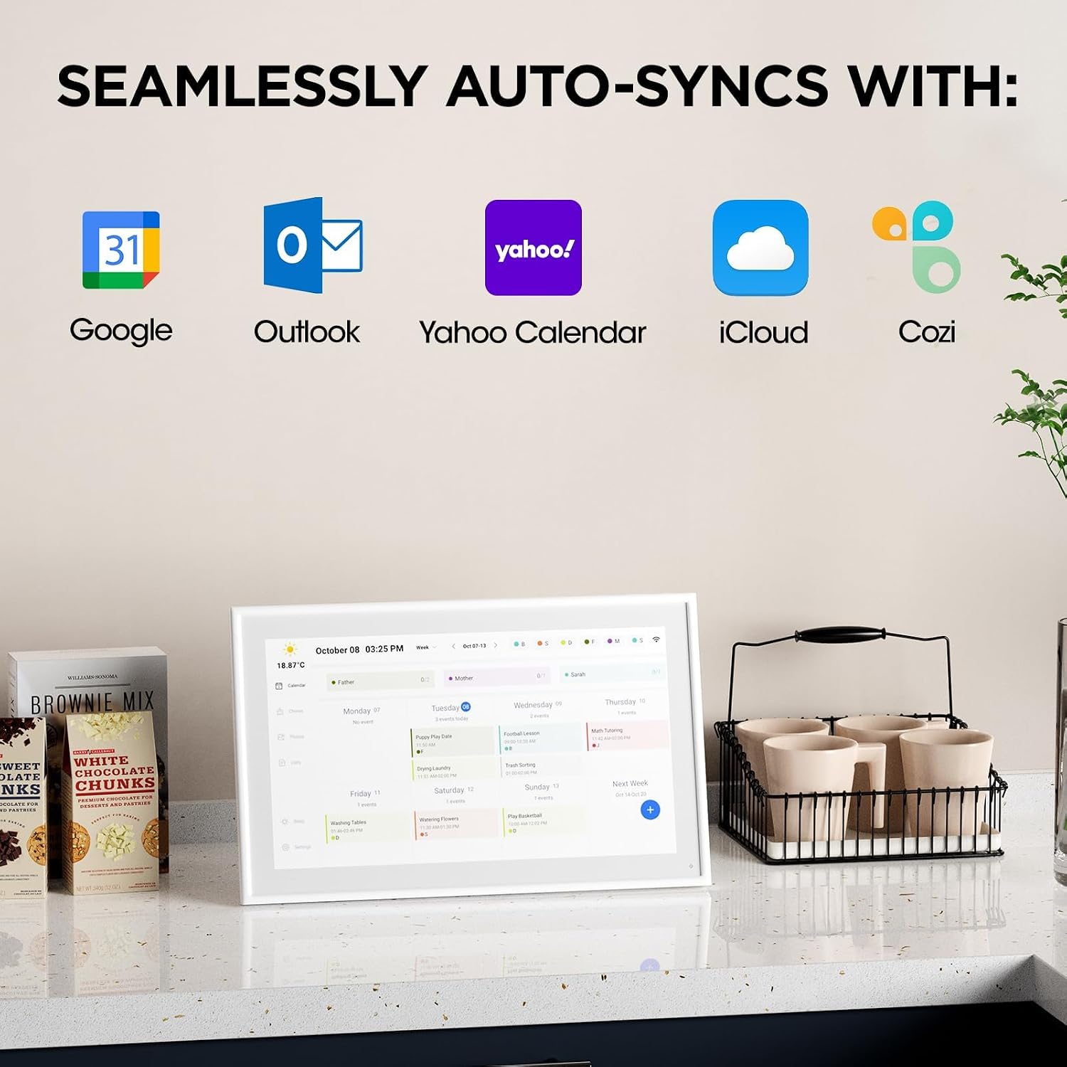 Mezed 15.6' Smart Digital Calendar, Meal Schedule, Duty Chart, HD Smart Touch Screen Home Interactive Electron Calender