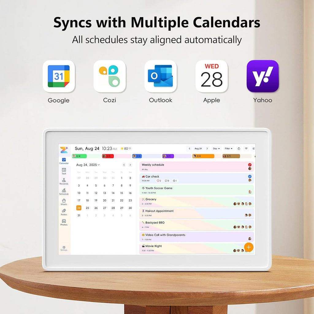 Kinstone 15.6' Digital Calendar, No Subscription Smart Wall Planner, Digital Photo Frame, Interactive Touchscreen Display with Sync for Chore Chart, Meal Planner, Task&Reward, Wall & Desk Mountable
