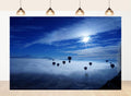 20x10ft Fabric Magical Hot Air Balloon Sea of Clouds Backdrop Dreamy Adventure Photography Background for Travel Themed Party Decor Home Wall Hanging Tapestry Photo Props