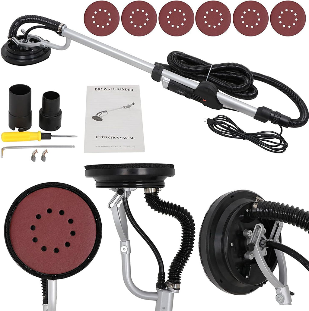F2C Electric Drywall Sander 800w Adjustable Variable 6 Speed Disc Sander w/ 6 Sand Pads, 1000-2000RPM