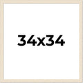 34x34 Frame Barnwood White Solid Wood Picture Frame Width 1.5 Inches | Interior Depth 0.5 Inches | Whitewashed Distressed Frame with UV Acrylic, Foam Board Backing & Hanging Hardware
