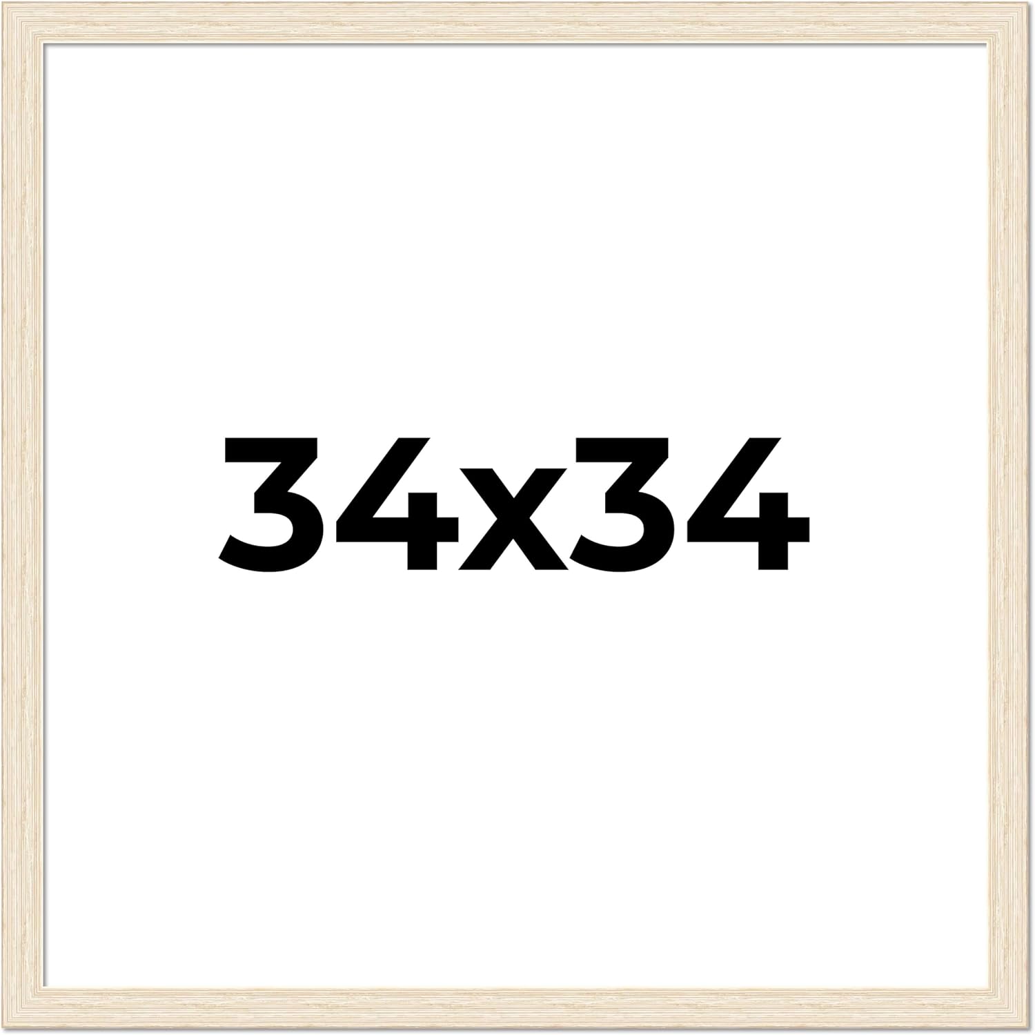 34x34 Frame Barnwood White Solid Wood Picture Frame Width 1.5 Inches | Interior Depth 0.5 Inches | Whitewashed Distressed Frame with UV Acrylic, Foam Board Backing & Hanging Hardware