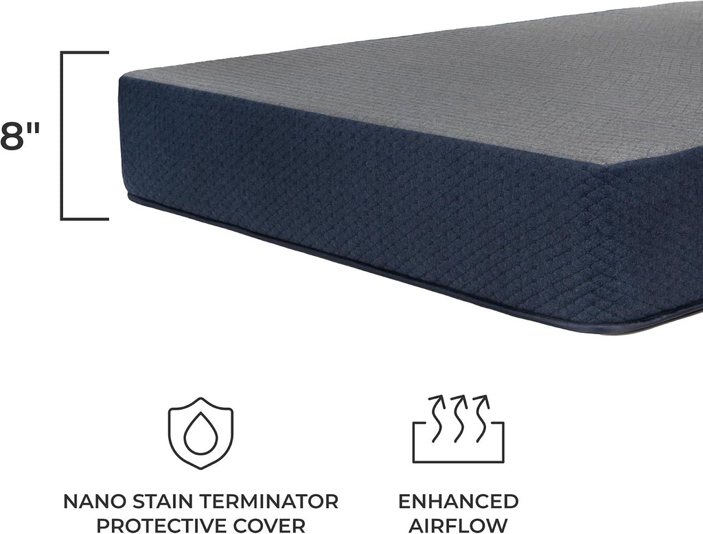 DREAMFOAM Brooklyn Bedding Copperflex Essential 8' Gel Memory Foam Mattress with Stain Protection, Twin XL |Made in Arizona