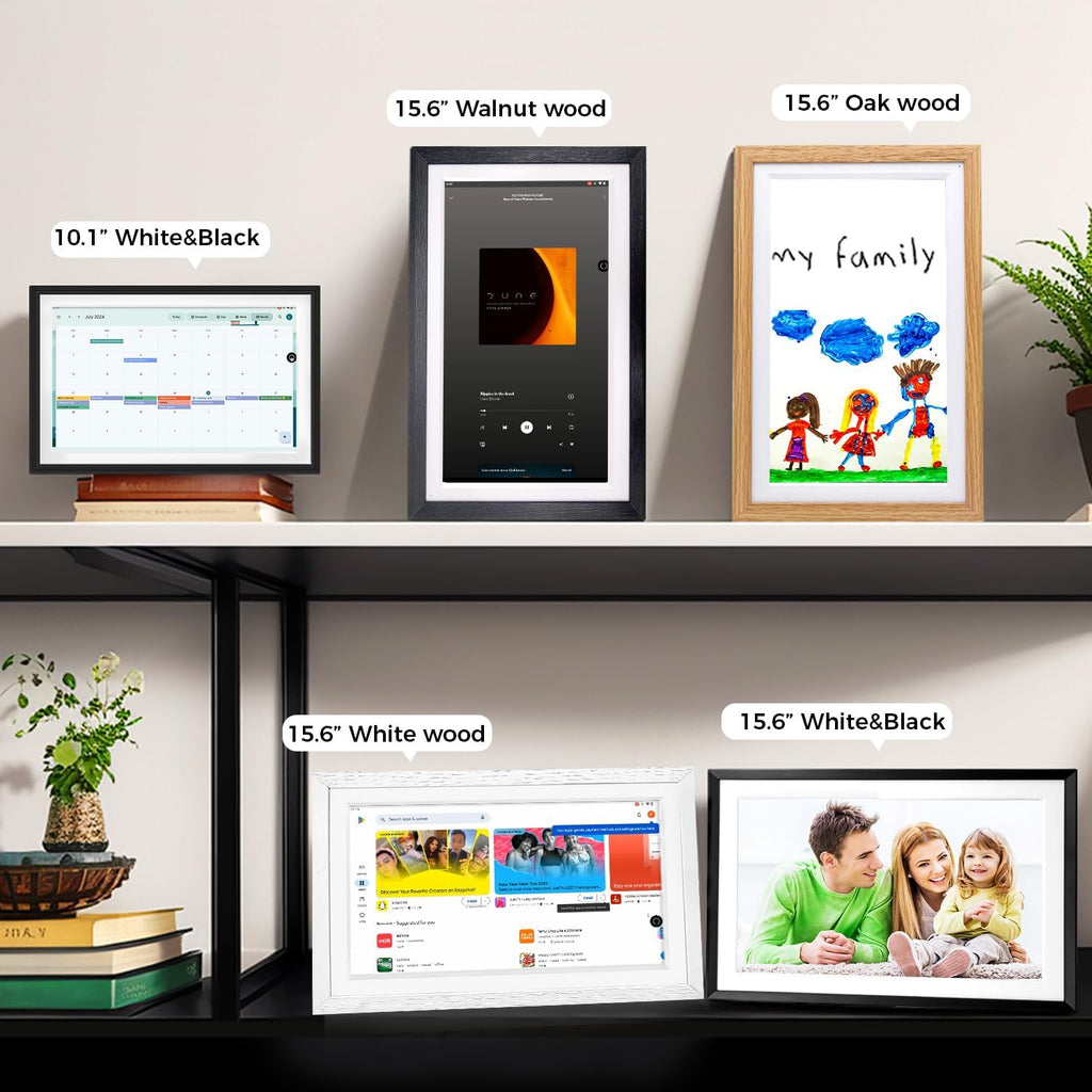 15.6' Digital Google Calendar,Android Apps,All-in-one,No Subscription,Oak | Anti-glare FHD touchscreen,Photo Frame,Android Apps,Built-in Battery,Stylus pen,Voice Assistant,Home Hub,Streaming,Wall&Desk