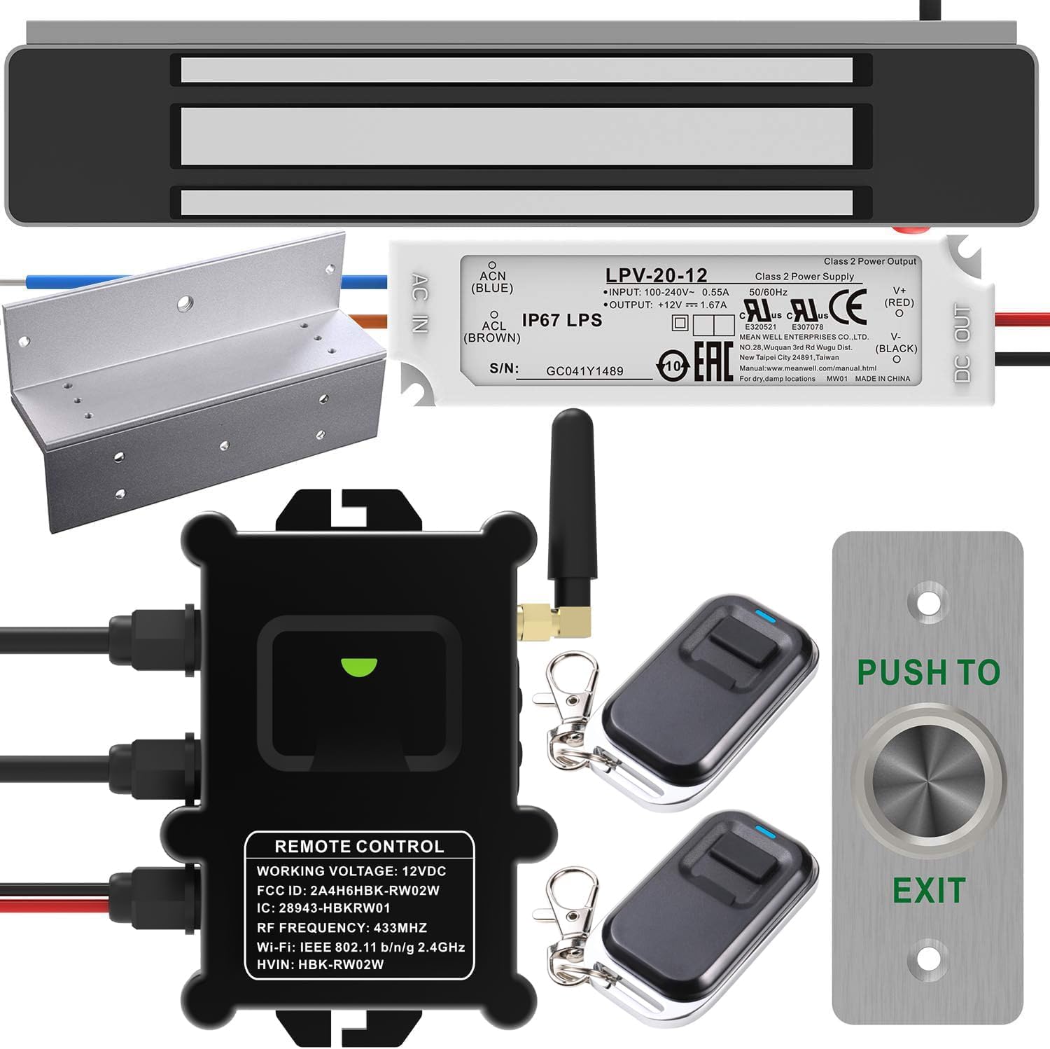 UHPPOTE IP65 Rated Waterproof Outdoor Gate Electric Magnetic Lock Access Control System Kit with Remote Control