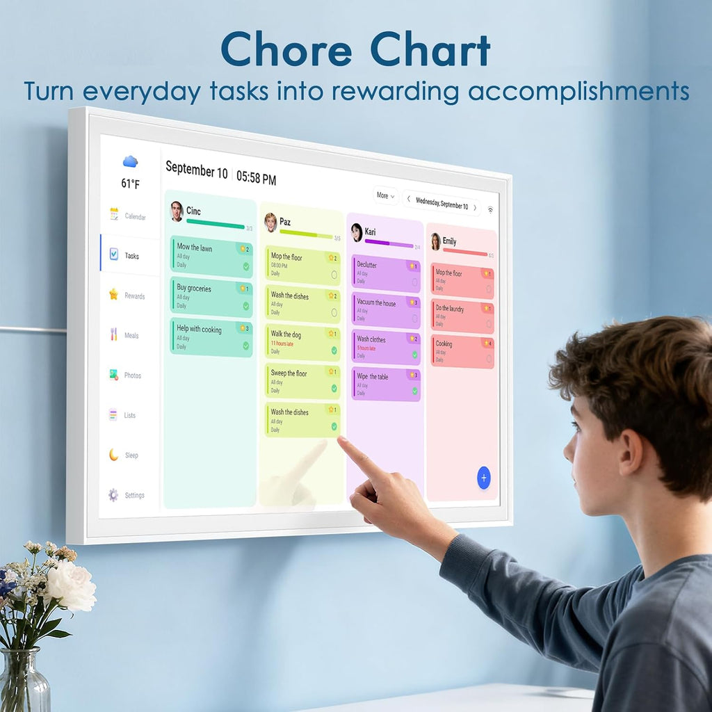 27' Digital Calendar Electronic Planner with IPS Display for Home & Office | Family Organizer Wall Mount, Portrait or Landscape, Weekly & Monthly Schedule, Gift for Mom