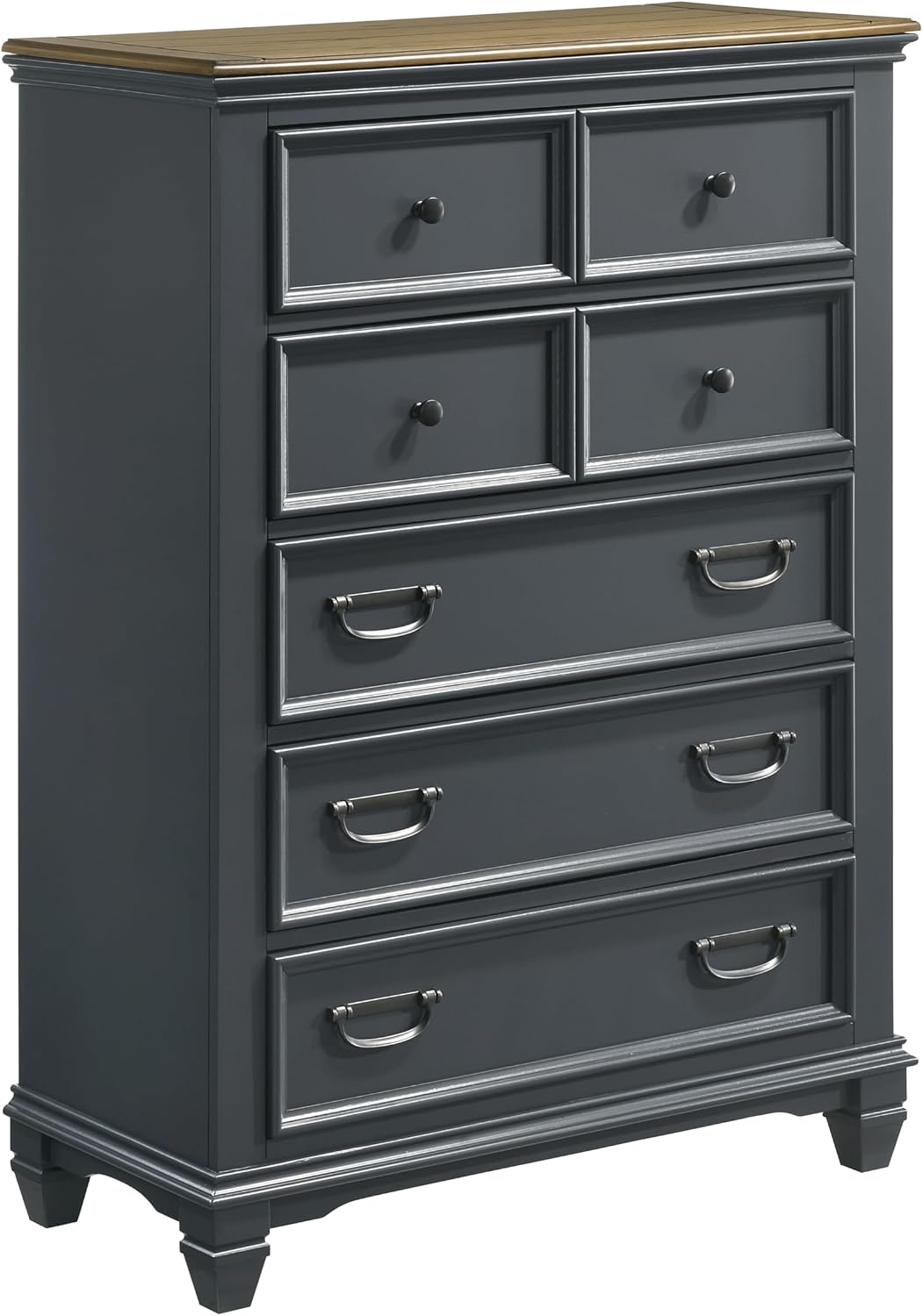 Roundhill Furniture Riverton Wood 5-Drawer Chest, Slate Blue