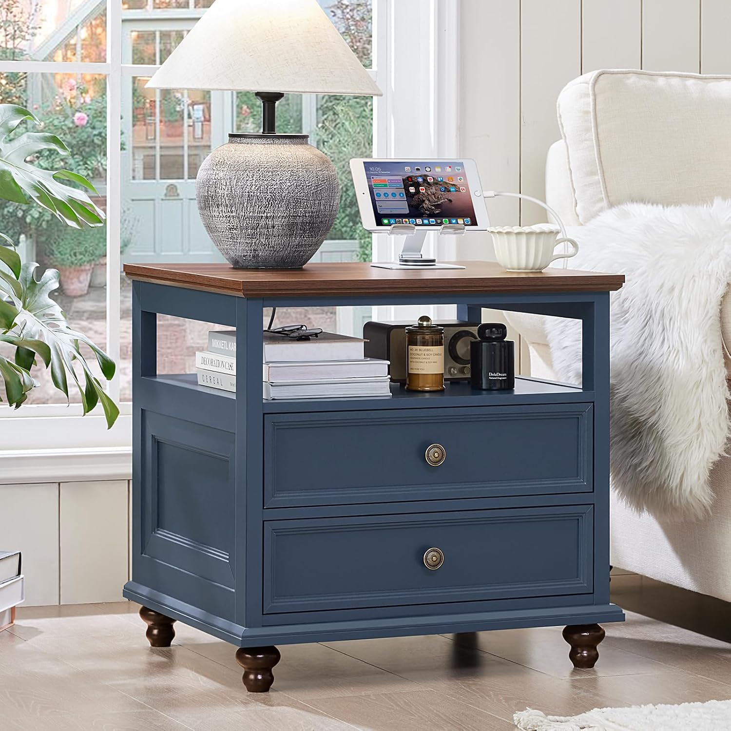 Joaxswe Farmhouse Dresser and Nightstand Sets, Wood 54' Wide Dresser & 24' Night Stand with Charging Station, 2 Piece Bedroom Furniture Set, Chest of Drawers for Bedroom, Home, Living Room, Hallway