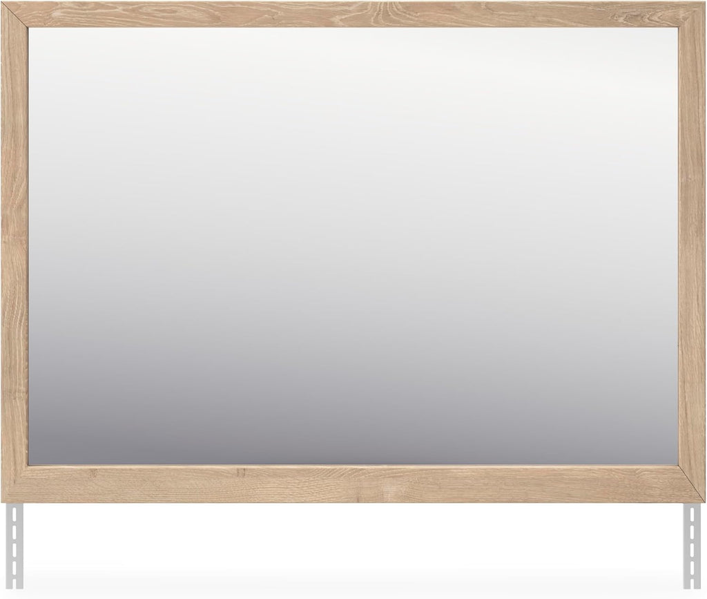 Signature Design by Ashley Cielden French Country 6-Drawer Dresser and Mirror with Safety Stop, Light Brown