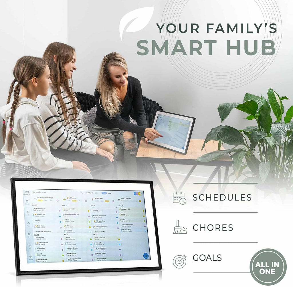 Calendar: 15.6-inch Smart Family Organizer & Digital Wall Planner with Touchscreen, Chore Chart, and Meal Planning – Wall Mount or Countertop Command Center, White 2025 Edition