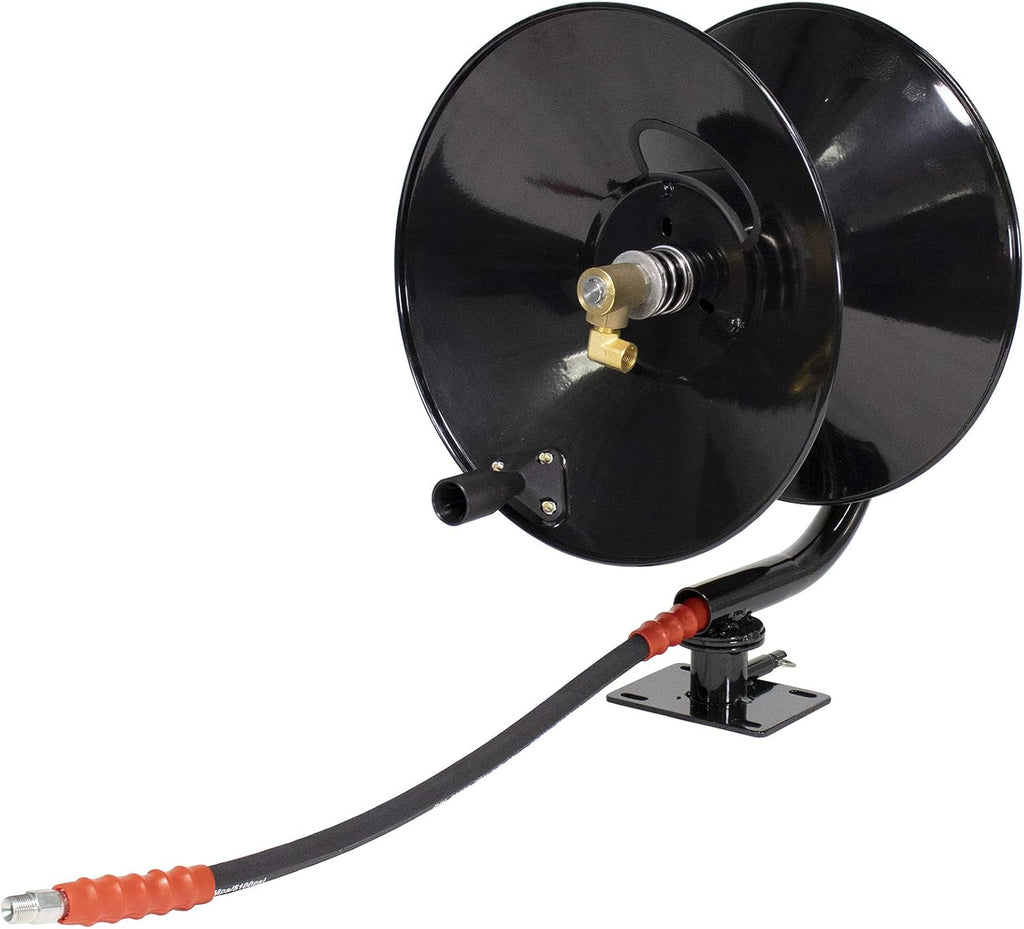 5100 PSI 3/8' x 100' Pressure Washer Hose Reel with 360 Degree Swivel Base