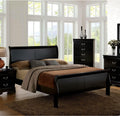Sleigh Design Transitional Contemporary Louis Philippe 1pc Bed Set Master Bedroom Furniture Black Color Solid Wood (Queen)