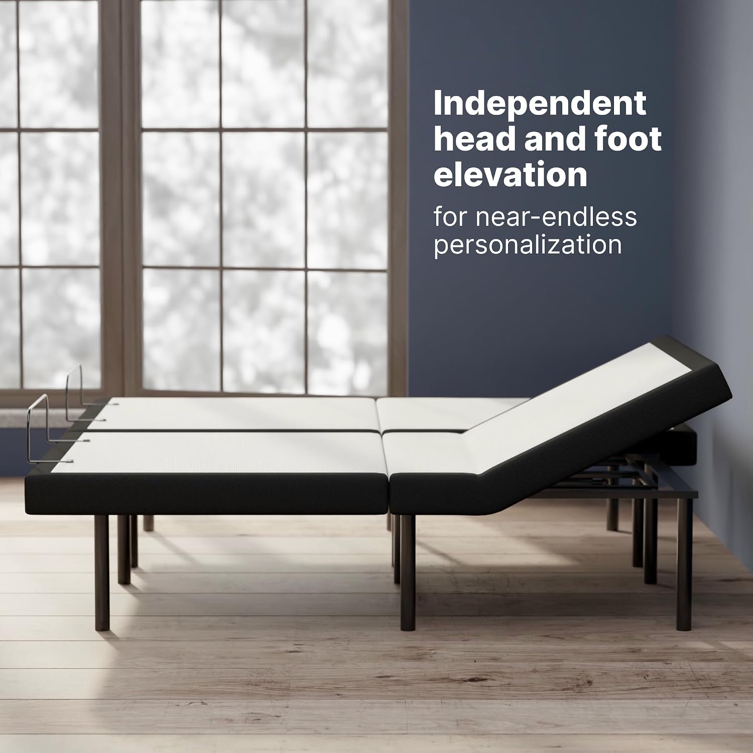 GhostBed Adjustable Bed Frame & Power Base with Wireless Remote - Zero Gravity & Massage Settings, USB Ports, Split King