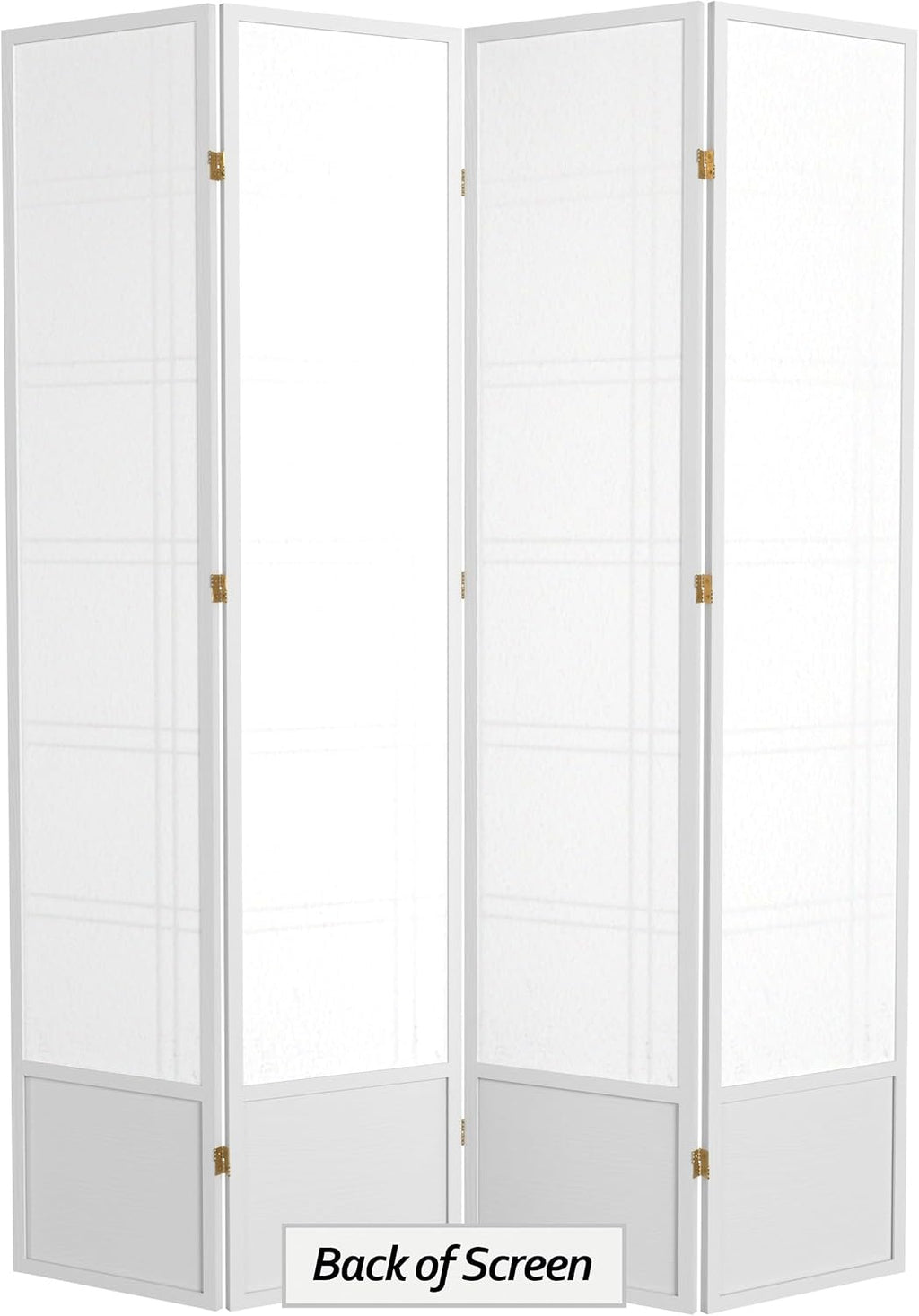 Red Lantern 7 ft. Tall Double Cross Shoji Screen - White - 4 Panels