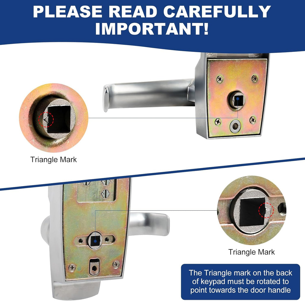 Mechanical Keypad Door Lock with Keys, Single Sided Combination Code Handle, Hold Open Lever, Fits 60 & 70mm Latch, Brushed Nickel for Front Gate Garage Warehouse Office Rental