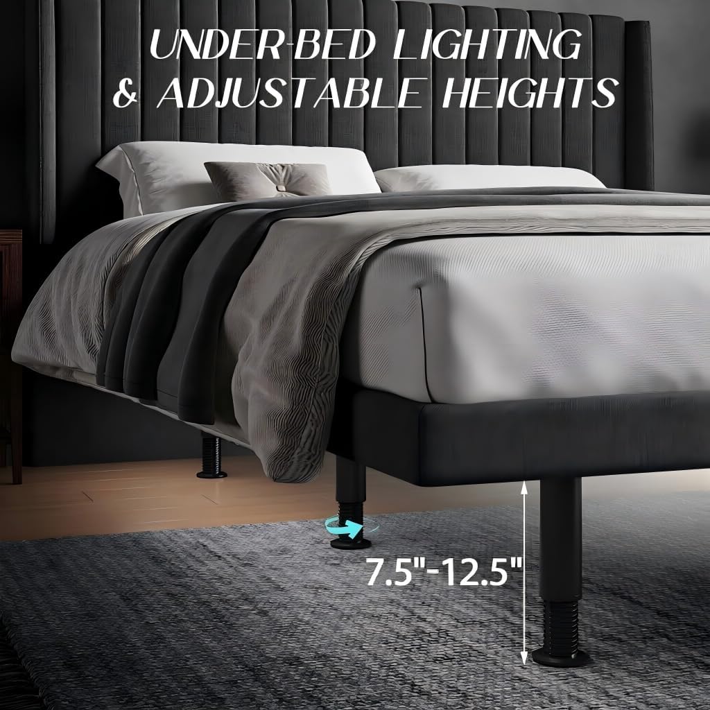 Adjustable Bed Frame Full Size with Massage -Wireless Remote Electric Power Bed Foundation Under-Bed Lighting | Zero Gravity | USB PortsX2 | Height Adjustable Legs