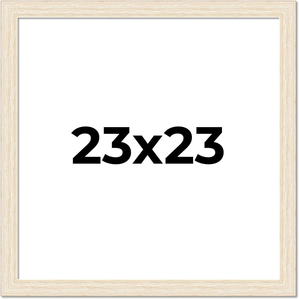 23x23 Frame Barnwood White Solid Wood Picture Frame Width 1.5 Inches | Interior Depth 0.5 Inches | Whitewashed Distressed Frame with UV Acrylic, Foam Board Backing & Hanging Hardware