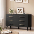 Ahomly 6 Drawer Dresser for Bedroom, Modern Dresser with Anti-Tip Kit, Ample Storage & Silent Gliding Slides, Wooden Chest of Drawers for Living Room, Entryway, Nursery, Black
