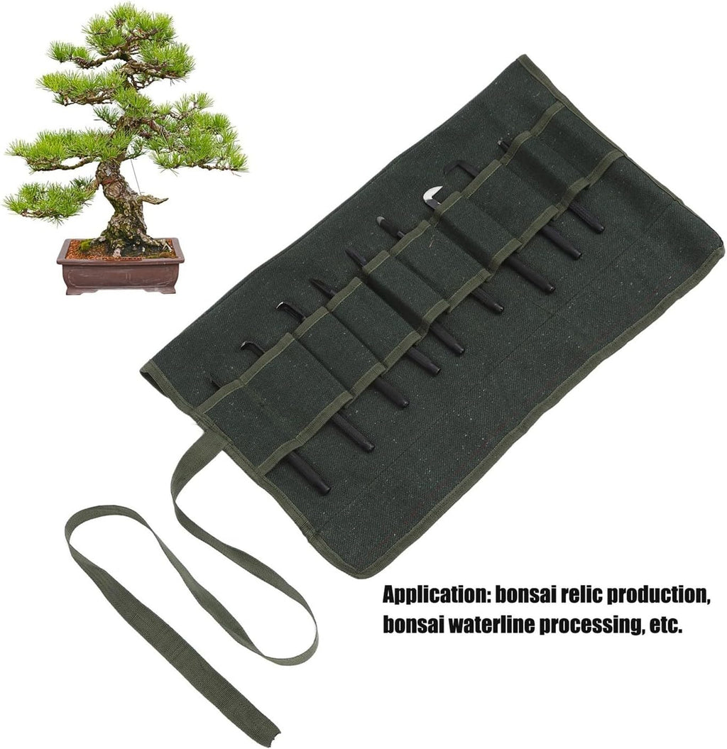 9 Piece Professional Bonsai Tool Kit, Manganese Steel Carving Pruning Set with Handles Includes Brushed Knife, Shears, Gardening Tools for Bonsai Shaping