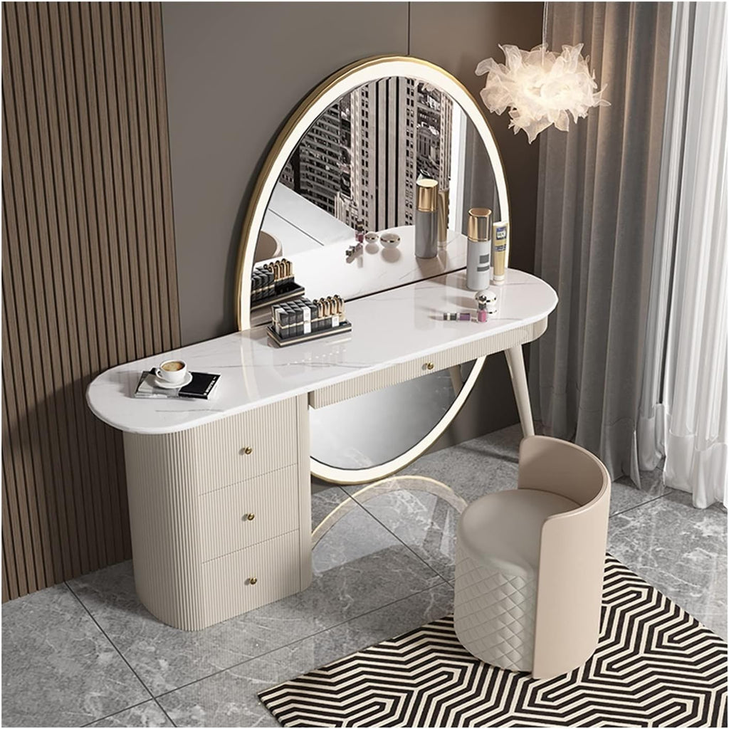 Makeup Vanity Dresser Makeup Table Bedroom Full Mirror Storage Cabinet Set Ladies Makeup Drawer Makeup Table Makeup Desk(120cm)