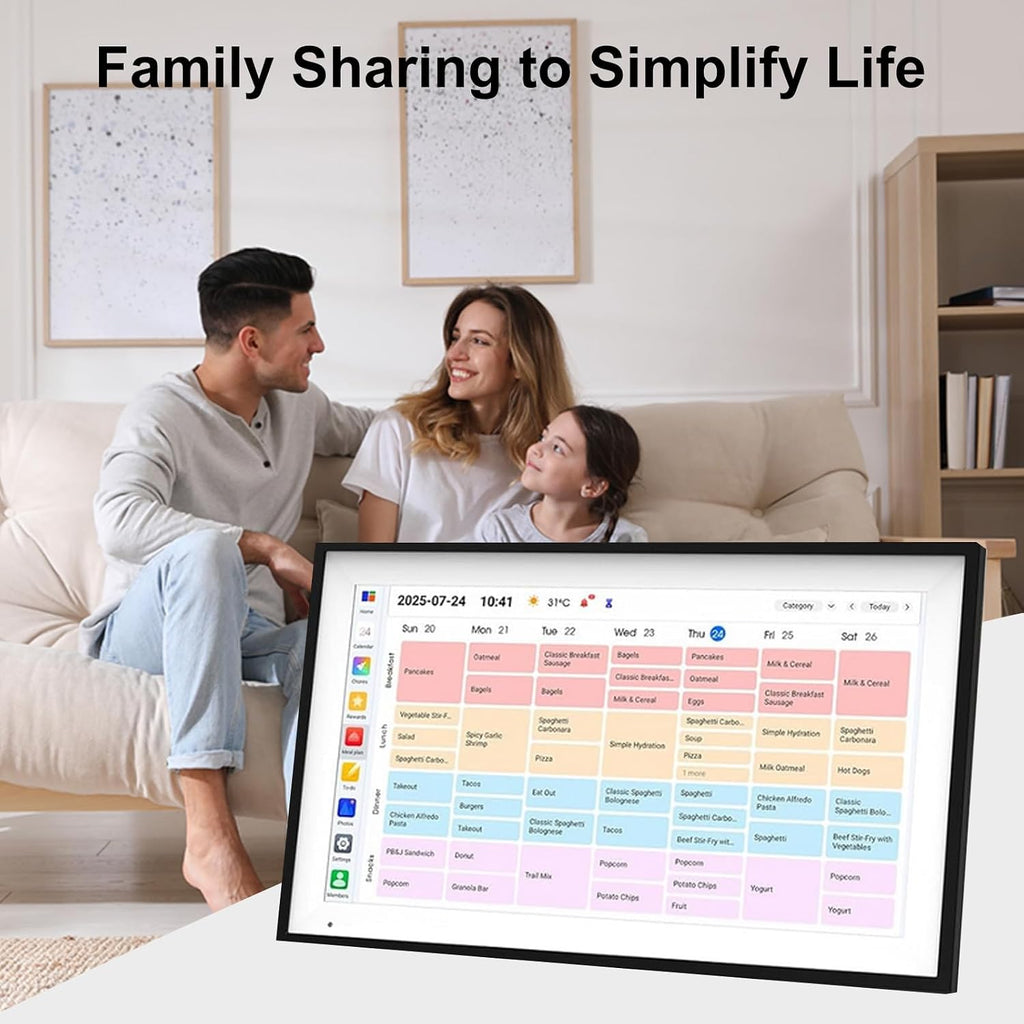 15.6 Inch Smart Digital Calendar, 1920x1080 FHD Touchscreen Family Planner with 64GB Storage, Syncs Phone Calendars and Photos, for Wall Mounted (US Plug)