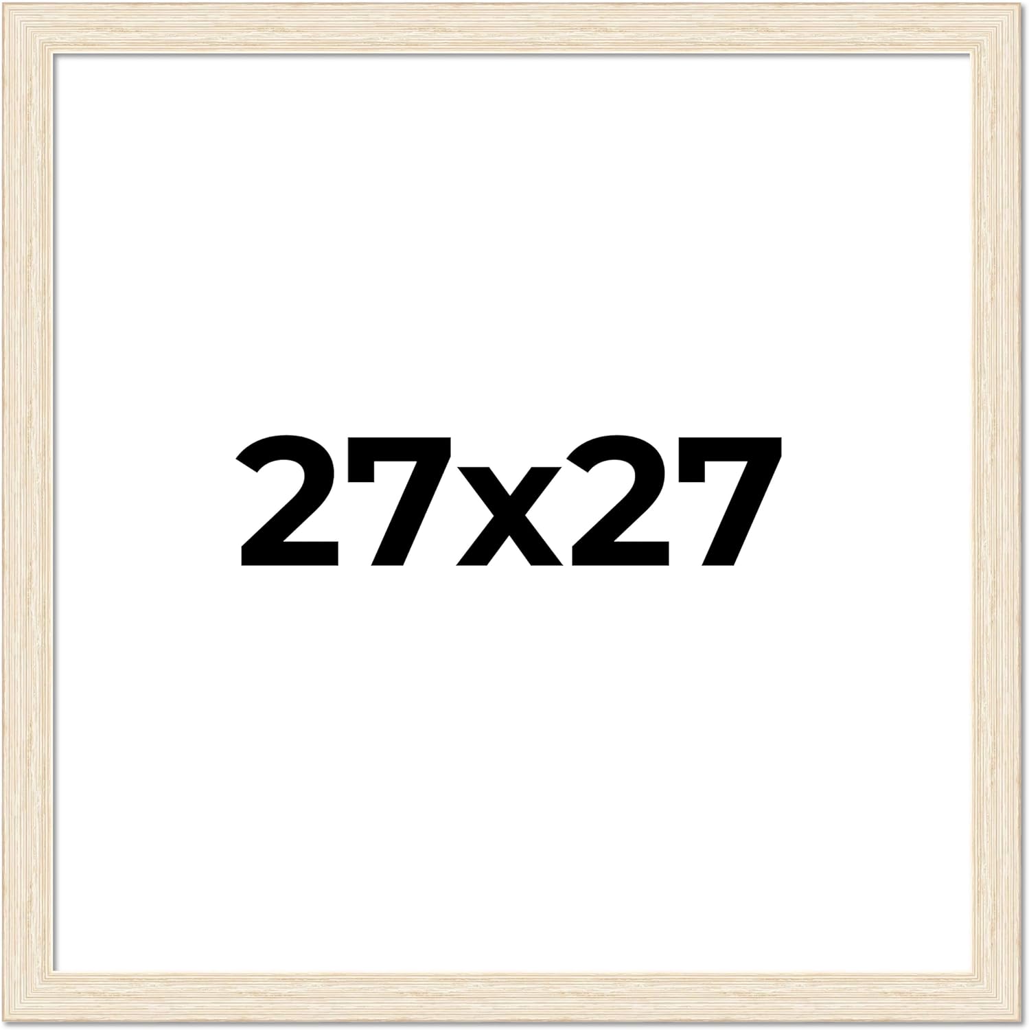 27x27 Frame Barnwood White Solid Wood Picture Frame Width 1.5 Inches | Interior Depth 0.5 Inches | Whitewashed Distressed Frame with UV Acrylic, Foam Board Backing & Hanging Hardware