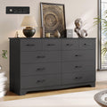 DICTAC Black Dresser for Bedroom with 10 Drawers, Large Chest of Drawers Storage Organizer, Long Dresser TV Stand with Power Outlets, Wide Dressers for Bedroom, Living Room 55.1' W x 32.3' H x 15.8' D
