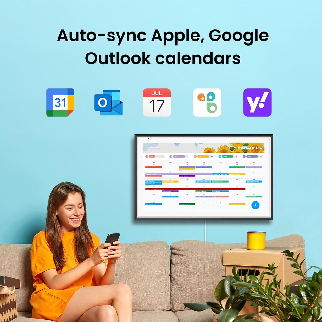 Apolosign 21.5-inch Digital Calendar & Smart Family Wall Planner, No Subscription, Calendar & Dashboard Dual-Mode System, Shared Touchscreen Display with Calendar Sync, Chore Charts & Family Scheduling Hub (Black)