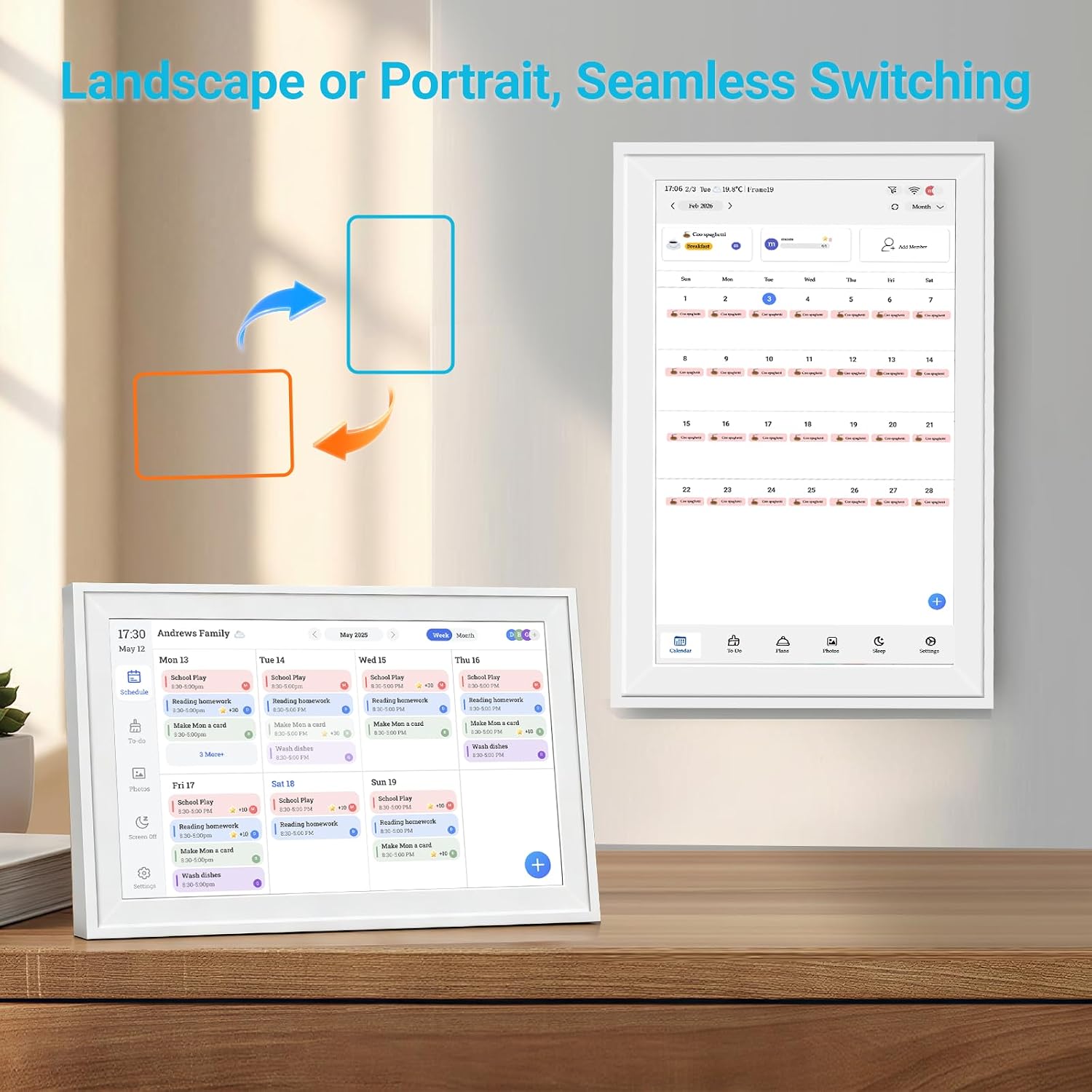 TRVL FIELDER Digital Calendar Wall Touch Screen, 15.6' Smart Electronic Family Interactive Display, No Subscription Electric Organizer & Planner for Schedules, Chore Chart, Picture Frame with Stand