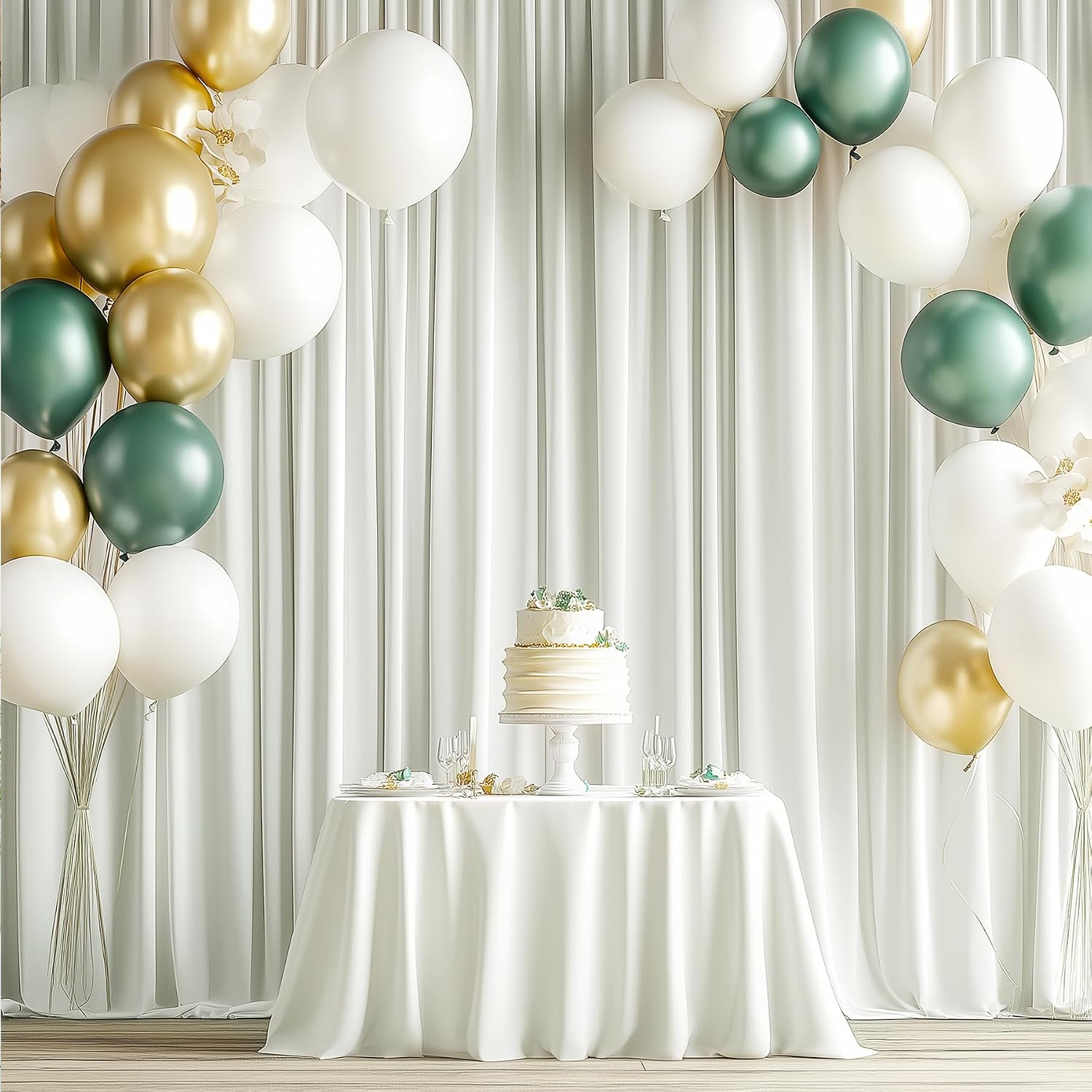 50x14ft Ivory Backdrop Curtains for Parties, Wrinkle Free Polyester Ivory Photo Backdrop Drapes 10 Panels 14 ft Long Back Drop Cloth for Wedding Birthday Photography Background Party