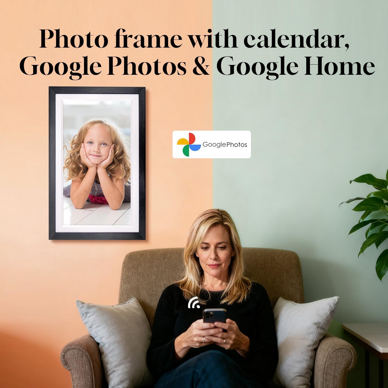 15.6' Smart Display with Google Calendar, Android Apps&Photo Frame, Walnut | No subscription+pen,Built-in battery,anti-glare FHD touchscreen,voice control,family schedules and chore management,Streaming
