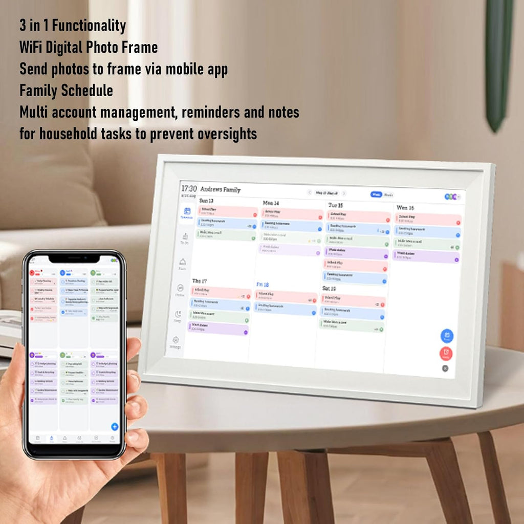 Diyeeni 18.5' Digital Calendar Wall - 32GB Memory Touchscreen Chore Chart Smart Calendar, Digital Planner, Auto - Sync, APP Control, Interactive Family Schedules, Gift for Mother (US Plug)