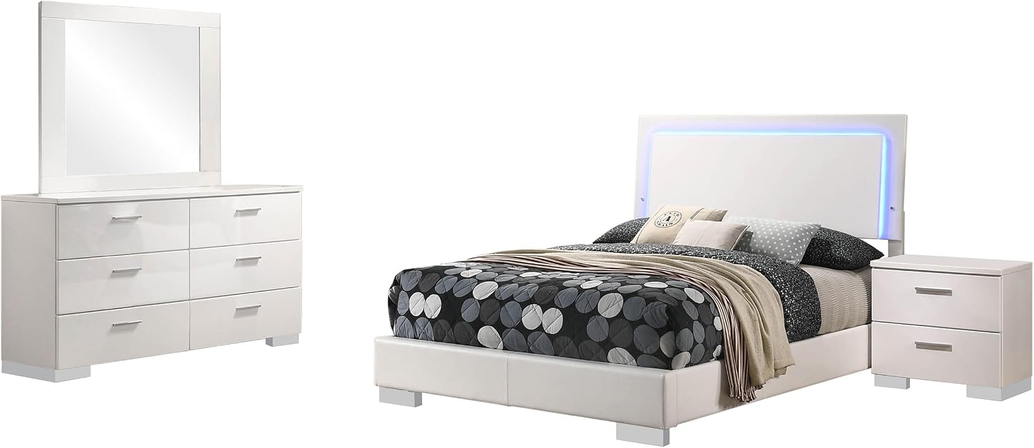 White High Gloss 4-piece Full Bedroom Set