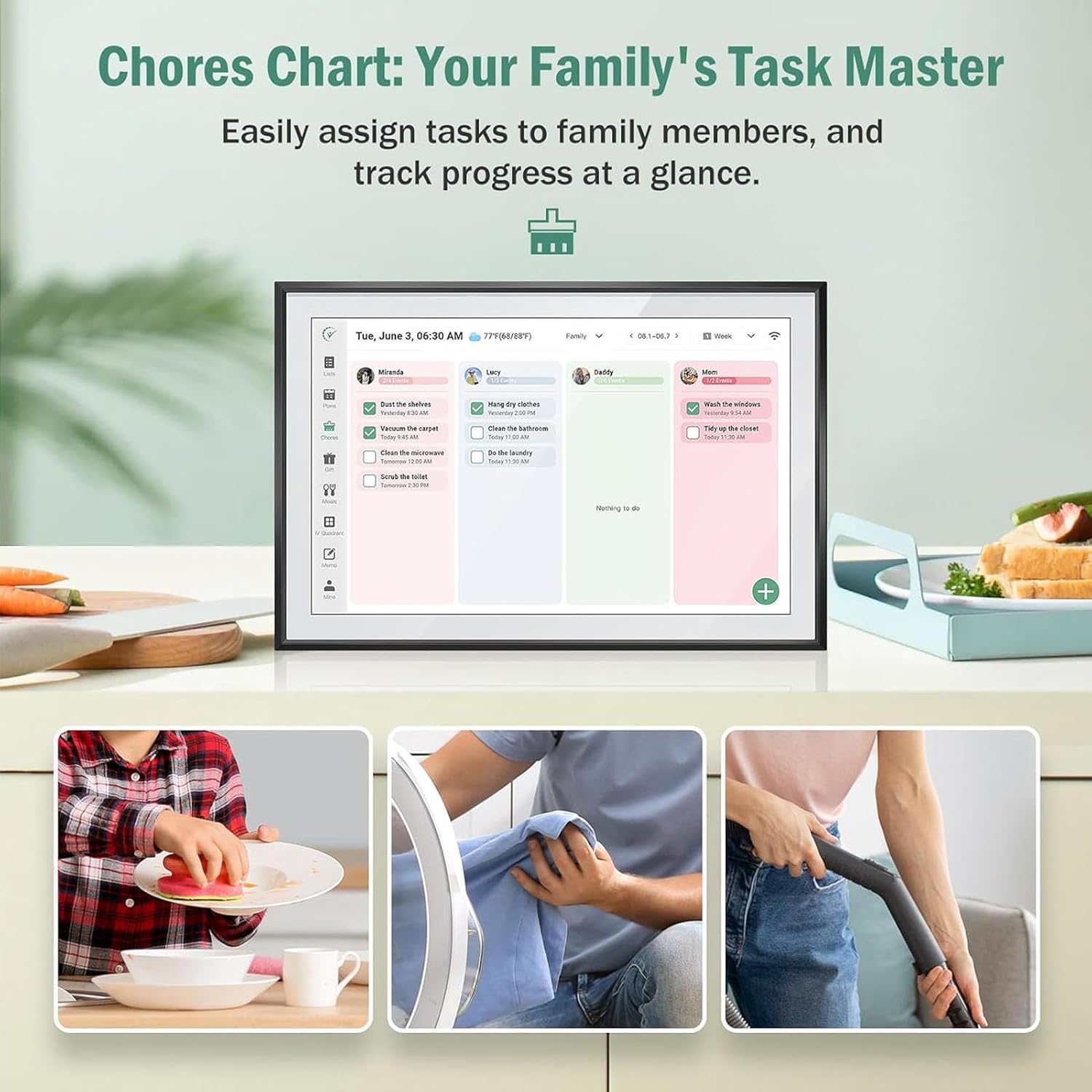 Smart Wall Calendar 15.6' Touch Screen | 1080P HD with WiFi Sync, Digital Family Planner & Photo Frame, Compatible with iCloud for Home & Office Organization (US Plug)