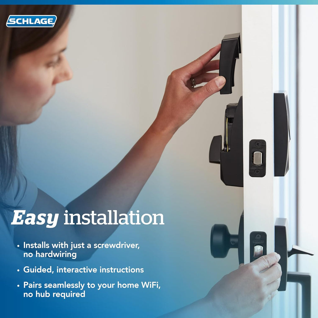 Schlage Encode Plus Smart WiFi Deadbolt Lock, Tap to Unlock, Satin Nickel | Keyless entry door lock with touchscreen, Apple watch unlock, Apple Home, Alexa & Airbnb compatible, Certified security