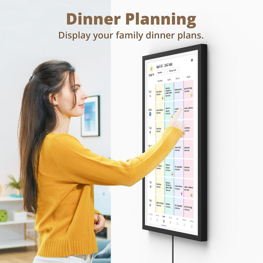 Dragon Touch 32' Digital Calendar Chore Chart – 1080P Full HD Interactive Touchscreen, Smart Family Planner, Hearth Display Digital Calendar Wall & Desk Mountable for Seamless Scheduling Black