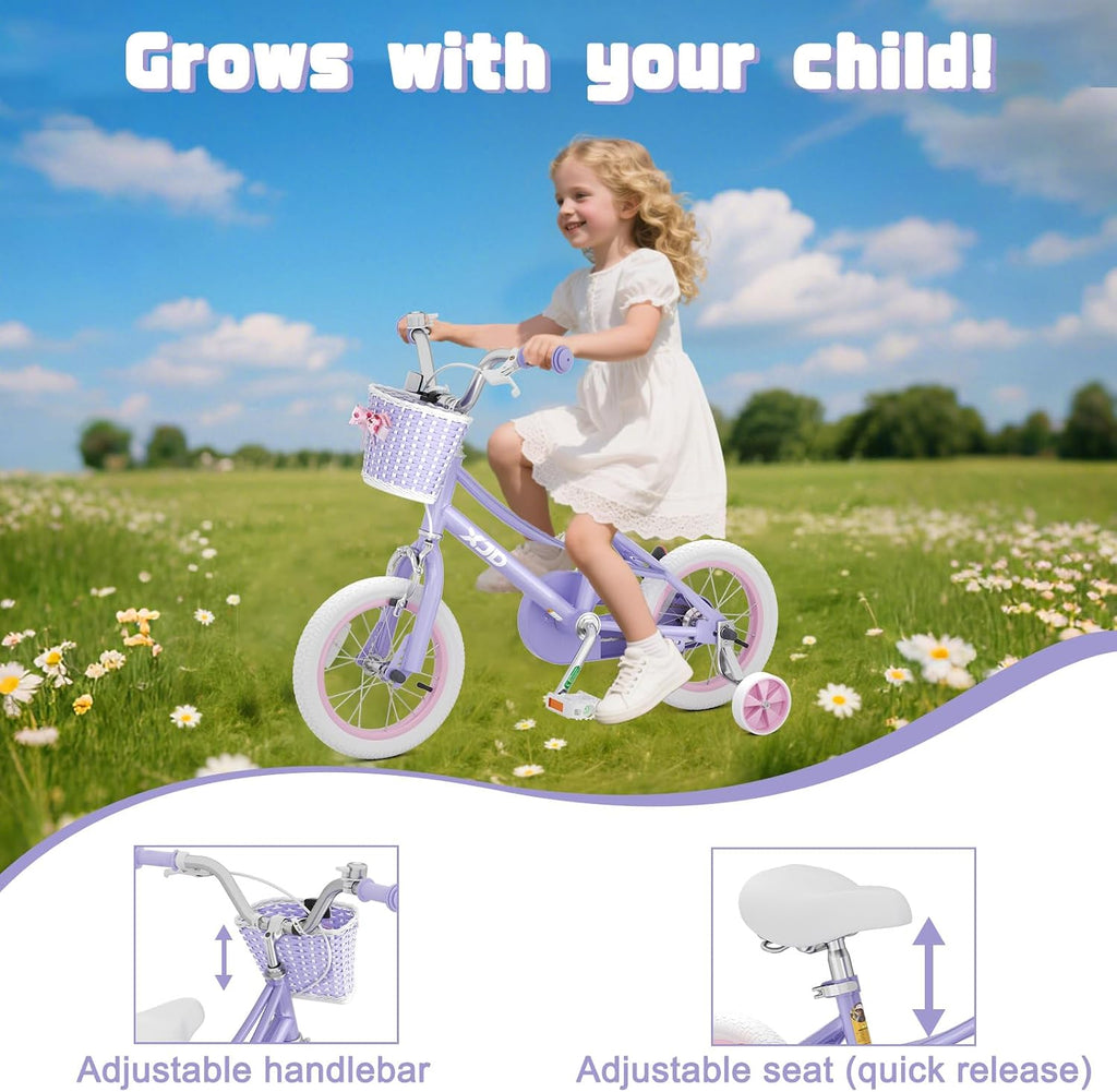 XJD Girls Bike for 2-12 Years Old Kids 12 14 16 20 Inch Toddler Bike,Retro Style Kids Bike with Training Wheels, 20 Inch Girl Bicycle with Kickstand