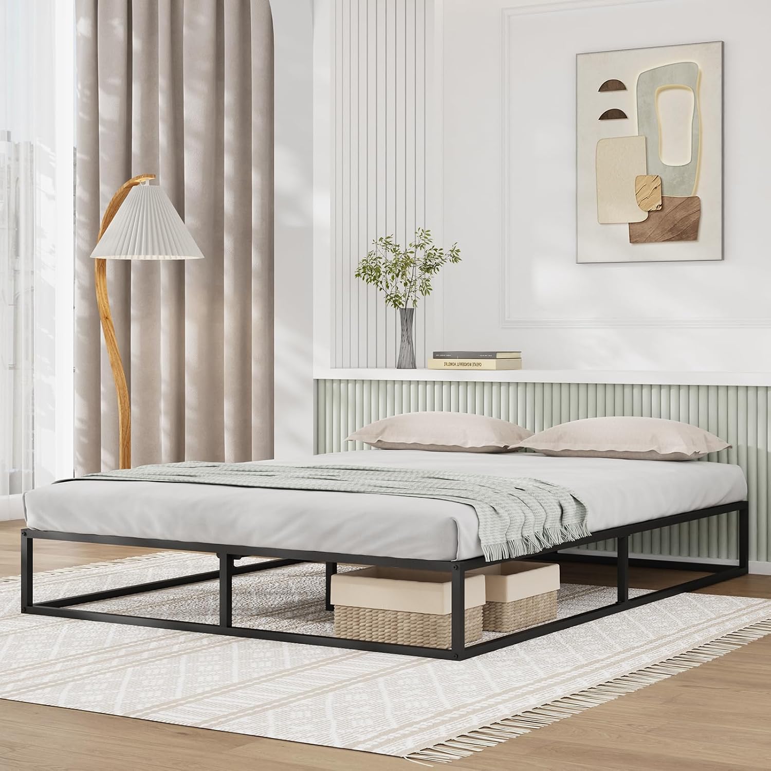 Novilla Twin Size Bed Frame, Metal Platform Bed Frame, Noise-Free, Sturdy Metal Bed Frame, Heavy Duty Wood SlatsWood Slats Support, No Box Spring Needed, Easy Assembly