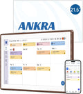 ANKRA 21.5' Digital Calendar, No Subscription Electronic Wall Calendar, Interactive Touchscreen Display for Family Schedules, Meal Planner, Chore Chart with Rewards, Digital Photo Frame, Wall & Desk Mountable (Walnut)