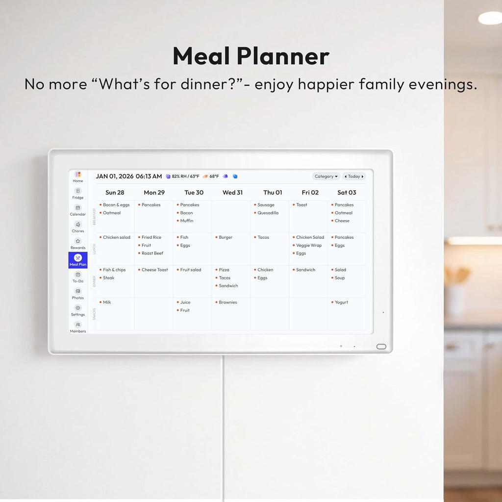Everblog 21.5'' Digital Calendar & Chore Chart - Smart Interactive Display for Family Schedules, 1920 * 1080P Full HD Touchscreen Electronic WiFi Planner, Wall and Desk Mountable