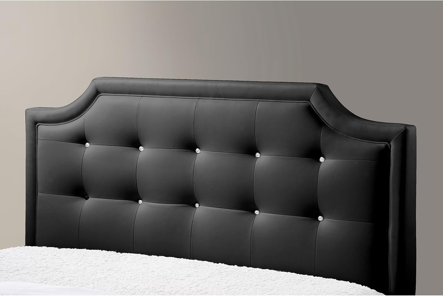 Baxton Studio Carlotta Modern Bed with Upholstered Headboard, Black, 47.5' x 63.58' x 88.6'