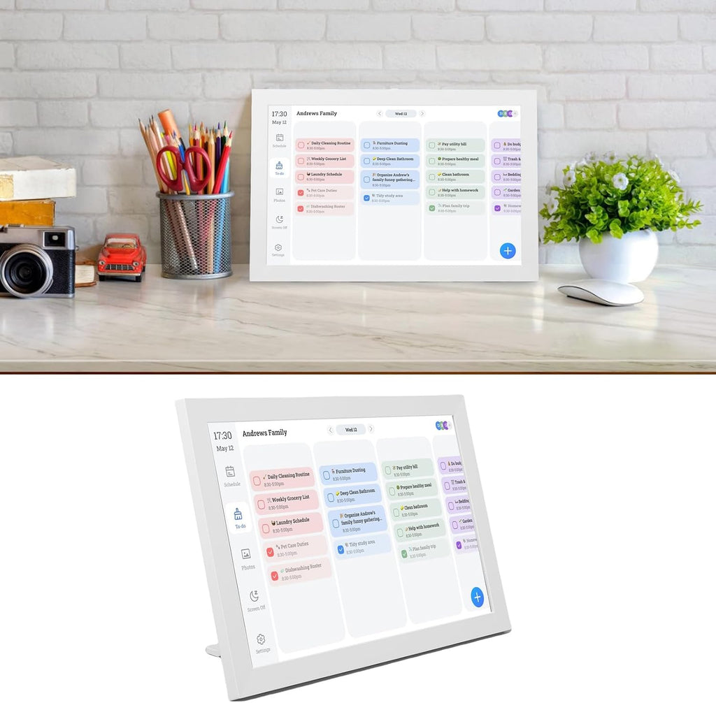 Fockety Digital Calendar, 10.1in Wall Planner Chore Chart Digital Photo Frame, Full HD Touchscreen Display, Portable Smart Family Organizer Event Planner Christmas Gifts for Dad Mom