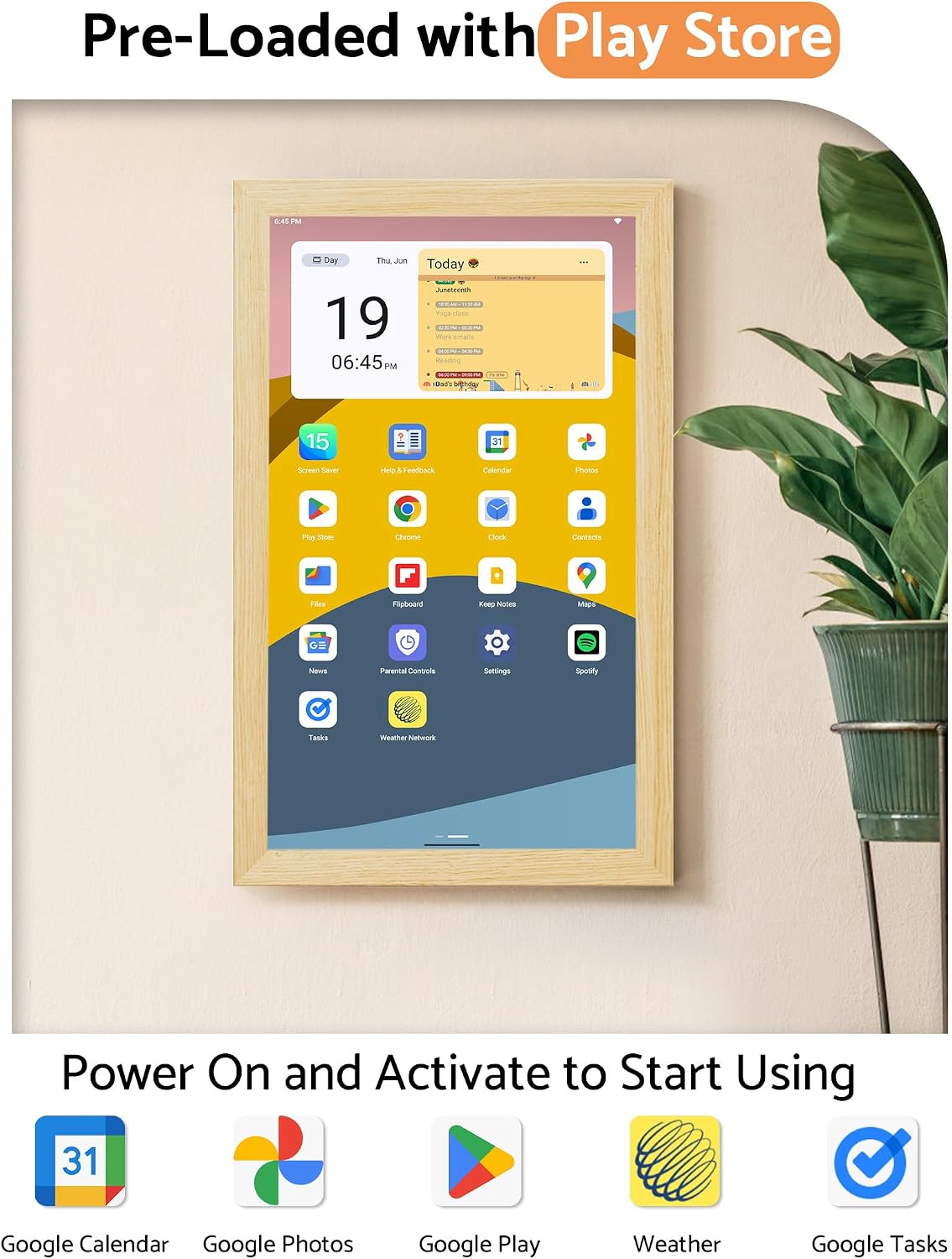 Digital Calendar Wall Touch Screen, 21.5 Inch Display Electronic Smart Calendars Chore Chart Lists for Family, Electric Planner for Daily Schedule for Kids Android Tablet Wall-mounted