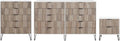 Manhattan Comfort Dumbo 3-Piece Modern Dresser Drawer and Nightstand Set, Tall and Double - Vertical Ribbed Design - No Tool Assembly Storage for Bedroom & Living Room, White/Grey