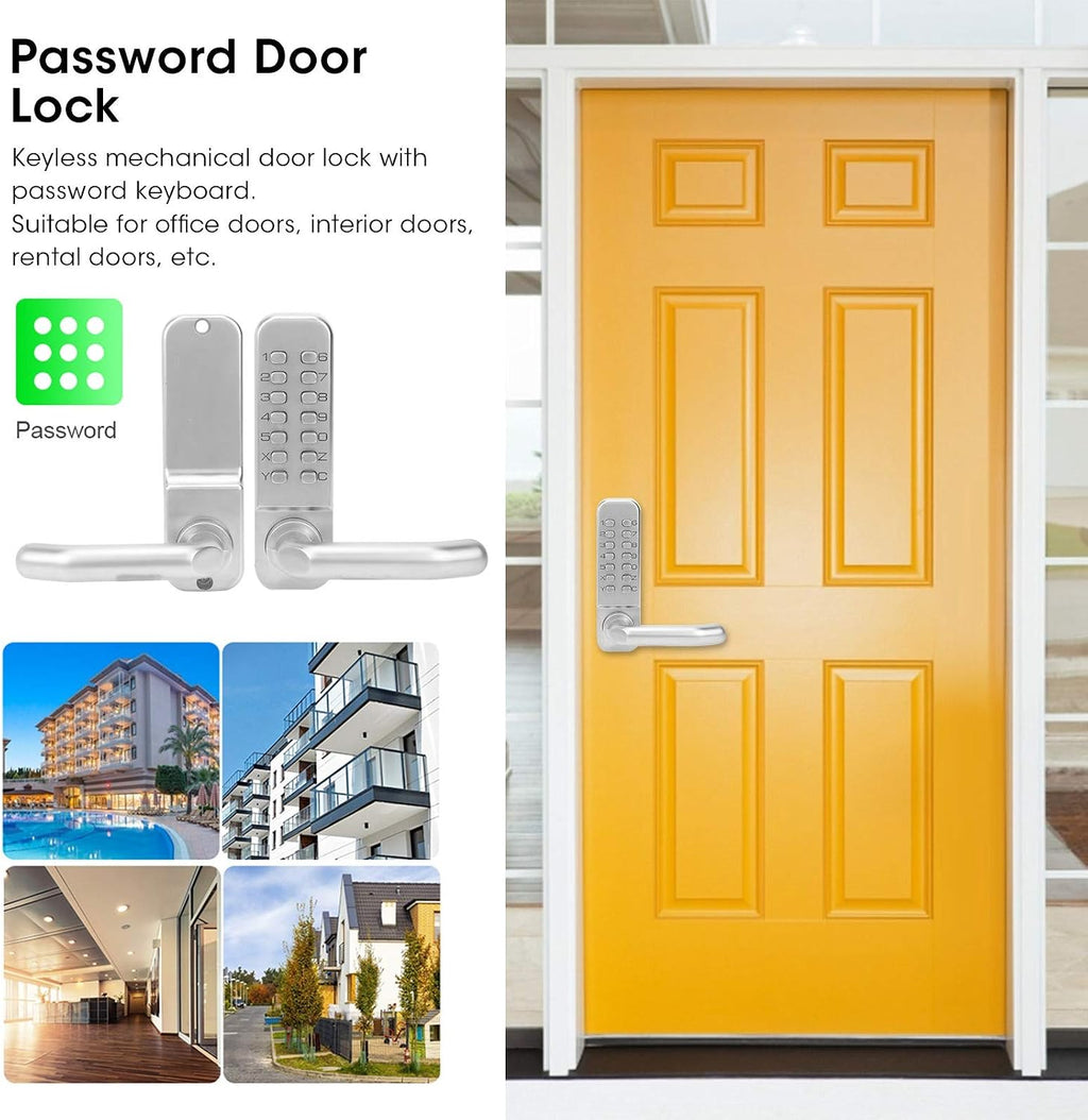 Keyless Door Lock, Mechanical Combination Gate Locks with Handle, Digital Code Password Entry, Safety Home Aess