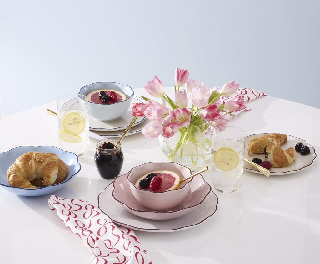 Kate Spade Dinnerware Set, Garden Party Blue 16-Piece Dinnerware Set, Service For 4, Stoneware Material, Dishwasher Safe, Microwave Safe, Home, Bowls, Dish Sets, Dinner Dishes (Blue, 16 Pieces)