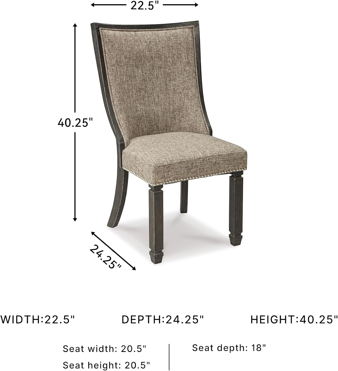Signature Design by Ashley Tyler Creek Urban Farmhouse Upholstered Dining Chair, 2 Count, Almost Black