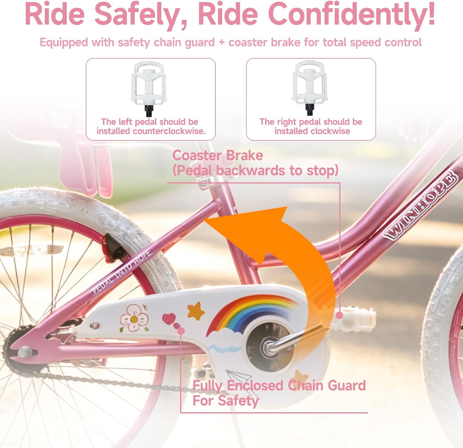 WinHope Girls Bike with Doll Seat, 12 14 16 18 20 Inch Kids Bike for 2-12 | Dual Brake with Training Wheels / Kickstand & Streamers Birthday Gift for Toddler Outdoor Riding, Multiple Colors