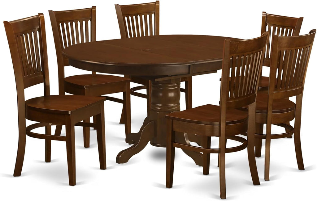 East West Furniture KEVA7-ESP-W 7 Piece Dining Set Consist of an Oval Dining Room Table with Butterfly Leaf and 6 Wood Seat Chairs, 42x60 Inch, Espresso