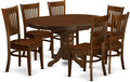 East West Furniture KEVA7-ESP-W 7 Piece Dining Set Consist of an Oval Dining Room Table with Butterfly Leaf and 6 Wood Seat Chairs, 42x60 Inch, Espresso